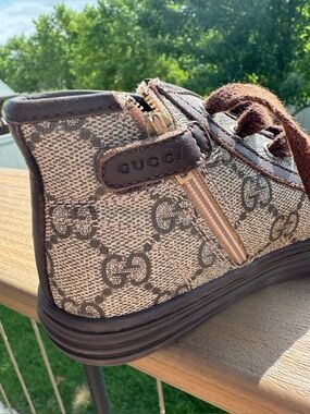Gucci Kids Beige/Brown GG-Print High Top Sneaker